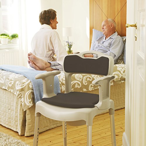 Etac Swift Commode, Silla con Orinal, Altura de Patas Ajustable, Ligera y Fácil de Mover, Asiento de 46 x 41 cm