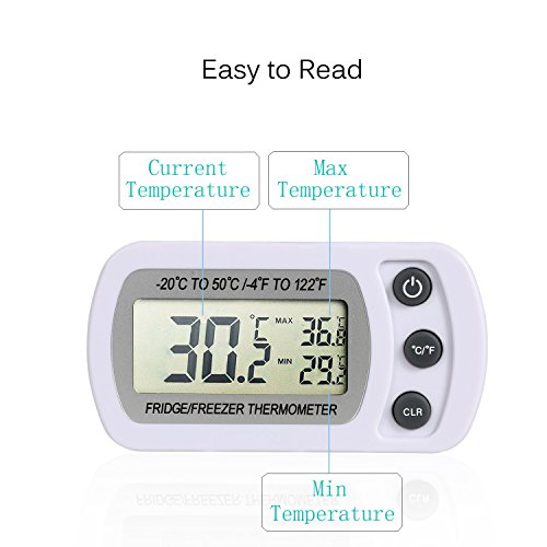 EUGO Impermeable Digital Termómetro para frigoríficos Refrigerador,Digital Nevera Refrigerador Congelador