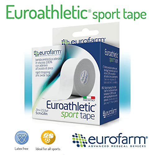 Euroathletic Sport Tape (cm 3,8 x m 10) Cinta para Sujeción Rígida, Vendaje Funcional y Deportivo, 100% Viscosa con Adhesivo Hipoalergénico de Oxido de Zinc