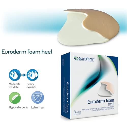 Euroderm Foam Heel (cm 12 x cm 13)Apósito hidro celular multicapa de espuma de poliuretano formado para el manejo de heridas en el talón o cualquier área anatómica similar, 3 unidades