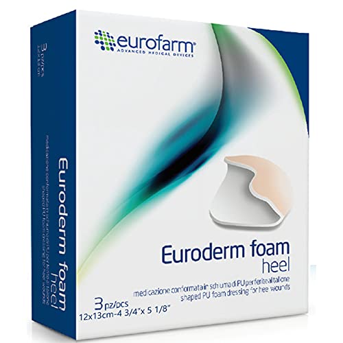 Euroderm Foam Heel (cm 12 x cm 13)Apósito hidro celular multicapa de espuma de poliuretano formado para el manejo de heridas en el talón o cualquier área anatómica similar, 3 unidades