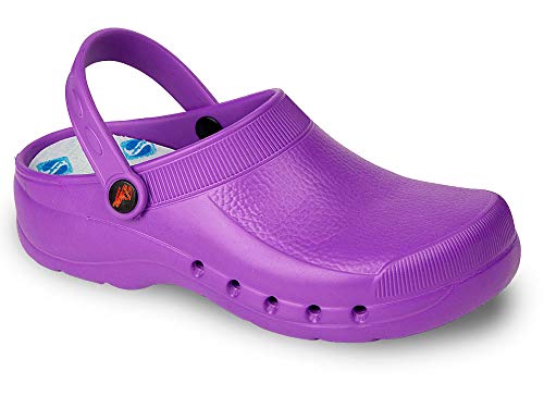 EVA Color Violeta Talla 38, Zueco de Trabajo para sanidad y hostelería Unisex Certificado CE EN ISO 20347 Marca DIAN