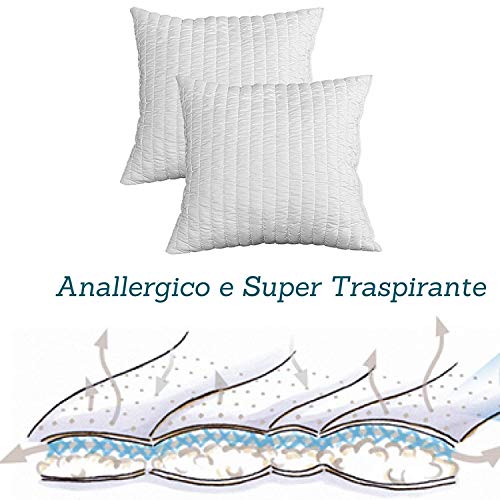 EvergreenWeb - Pack de 2 Almohadas viscoelásticas de Copos 50x50 Altos 15 cm Efecto Pluma de Ganso antialérgico, Cojines para Dolores cervicales, por Todos los colchones, Camas y sofás, Oferta