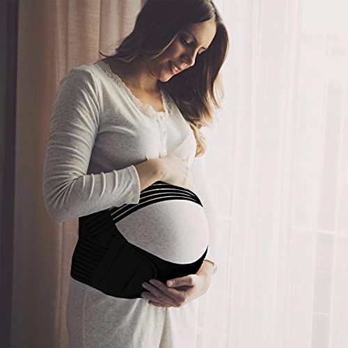 Ewepdwo CinturóN Soporte para El Embarazo CinturóN Soporte para Maternidad Embarazo Abdomen Vientre Espalda Bump Brace Strap (Black,XL)