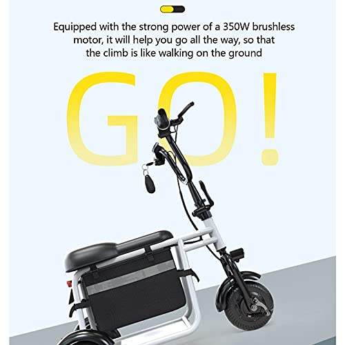 EWYI Scooter De Movilidad Plegable para Adultos, Ligero De 3 Ruedas Sillas De Ruedas Eléctricas Móviles, 350W, Triciclo Eléctrico para Adultos Mayores Discapacitados Viaj 45km