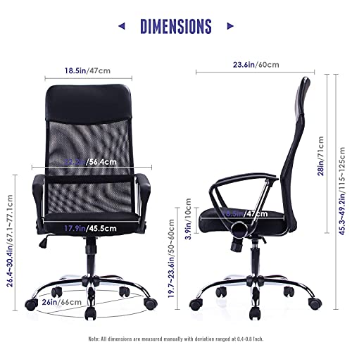 Exofcer Silla de Escritorio en Casa Silla de Malla Regulable en Altura Silla de Oficina Giratoria Silla Escritorio Oficina Ergonómica Negro