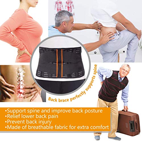 Faja de sujeción lumbar; 4 insertos de apoyo; transpirable; 24 cm de altura Large Negro