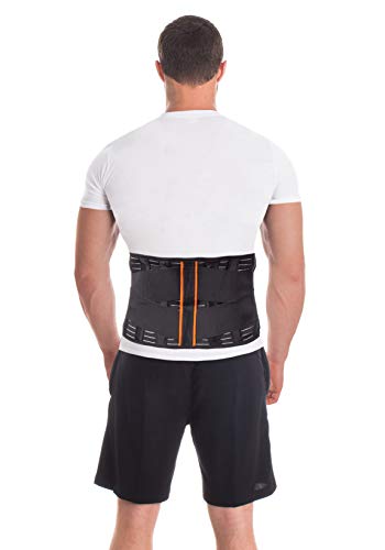 Faja de sujeción lumbar; 4 insertos de apoyo; transpirable; 24 cm de altura Large Negro