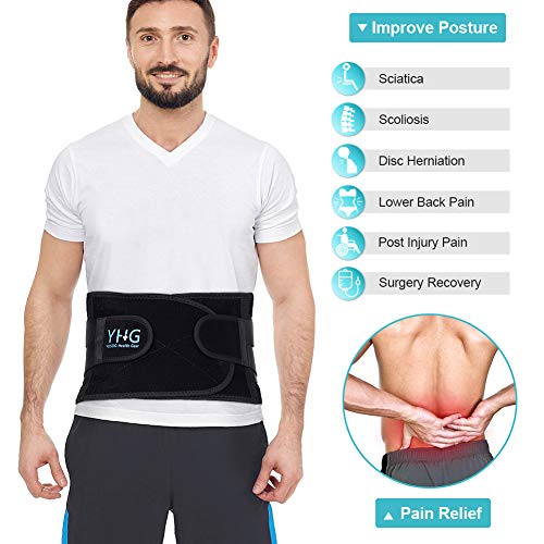 Faja Lumbar para la Espalda, Cinturon Lumbar Ajustable con Bandas de Soporte de Aluminio, Soporte Lumbar para Hombre y Mujer, Alivio del Dolor de la Ciática y Prevención de Lesiones (M)