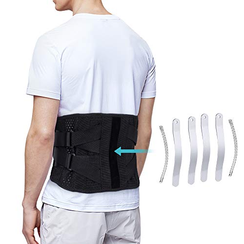 Faja Lumbar para la Espalda, Cinturon Lumbar Ajustable con Bandas de Soporte de Aluminio, Soporte Lumbar para Hombre y Mujer, Alivio del Dolor de la Ciática y Prevención de Lesiones (M)