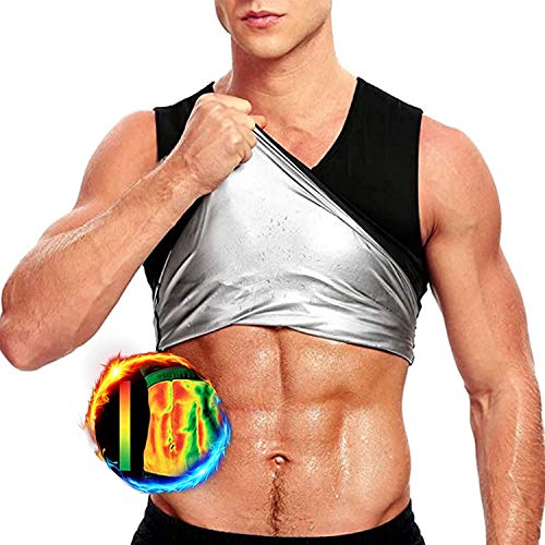 Faja Reductora Adelgazante Hombre Neopreno Camiseta Reductora Compresion de Sauna Deportivo (L/XL)