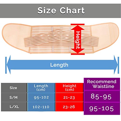 Fajas postparto,INNObeta cinturón de recuperación con soporte para la espalda, faja abdominal elástico para para aliviar el dolor,transpirable,cómoda y ajustable con doble velcro(Carne,S/M)