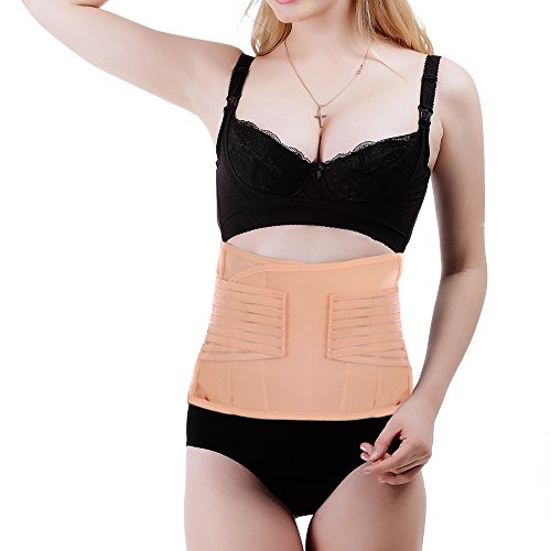 Fajas postparto,INNObeta cinturón de recuperación con soporte para la espalda, faja abdominal elástico para para aliviar el dolor,transpirable,cómoda y ajustable con doble velcro(Carne,S/M)