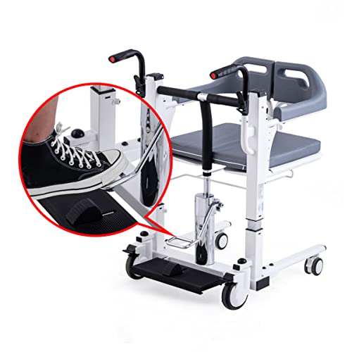 FANGX Asientos de elevación de Pacientes paralizados, con cojín Suave y Orinal, Ajuste hidráulico/Altura de elevación del pie/Asiento Dividido en 180 ° / Rueda Universal, Carga 264 LB