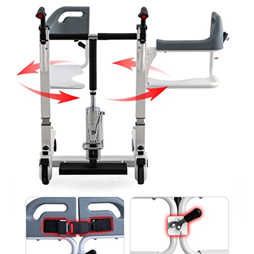 FANGX Asientos de elevación de Pacientes paralizados, con cojín Suave y Orinal, Ajuste hidráulico/Altura de elevación del pie/Asiento Dividido en 180 ° / Rueda Universal, Carga 264 LB