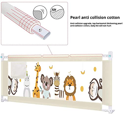 Fascol Barandillas de la Cama Infantil de Acero Carbono, Ajustable para Niños de 0 a 7 años, Barrera de Seguridad Anti-caída para Bebés Portátil y Estable, 150 X 93 cm, Blanco