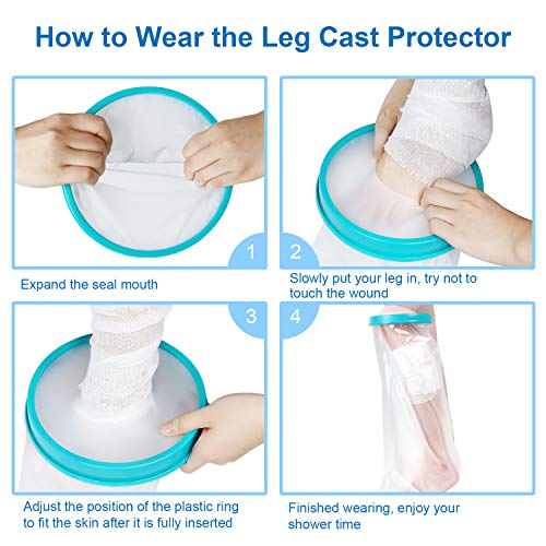 Fasola Protector Escayola Pierna Adulto Para Rodillas Rotas, Dedos de Los Pies, Tobillos, Heridas en los Pies, Quemaduras, Protectores de Escayola Mantenga el Vendaje Seco Durante el Baño