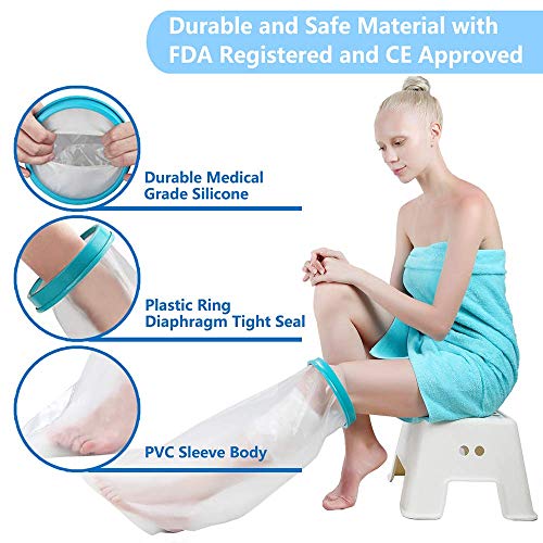 Fasola Protector Escayola Pierna Adulto Para Rodillas Rotas, Dedos de Los Pies, Tobillos, Heridas en los Pies, Quemaduras, Protectores de Escayola Mantenga el Vendaje Seco Durante el Baño