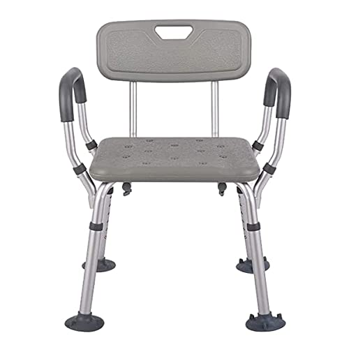 FBBSZSD Silla de Ducha para baño Resistente con Respaldo, apoyabrazos, Taburete de baño, Banco, bañera Ajustable, Asiento de Ducha, para Personas Mayores, Marco de Aluminio con Patas de go