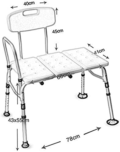 FBBSZSD Taburete para Ducha Silla de baño Asiento de baño con apoyabrazos con Respaldo Altura Ajustable Portátil Aluminio Ligero Carcasa Antideslizante BEA Taburete de Ducha de 200 kg, ANC