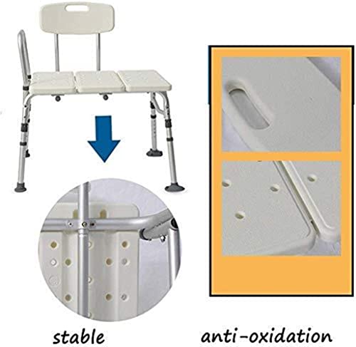 FBBSZSD Taburete para Ducha Silla de baño Asiento de baño con apoyabrazos con Respaldo Altura Ajustable Portátil Aluminio Ligero Carcasa Antideslizante BEA Taburete de Ducha de 200 kg, ANC