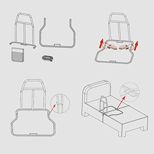 FBRNYQPM Barrera de Cama Ancianos con Bolsa de Almacenamiento, Barandas para Adultos Baranda de La Cabecera Manija, para Ancianos Ayuda de Apoyo Soporte Levantarse