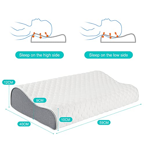 Feagar Almohada Cervical para Dormir -Almohada Viscoelástica para Cuello, Almohadas Arca para Apoyo Cervical para Personas Que Duermen de Lado y de Espaldas (Grande)