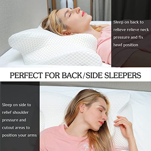 Feagar Almohada Cervical para Dormir - Almohadas Viscoelasticas para Cuello , Almohada Ergonómico para Aliviar el Dolor Cervical, Almohadas para Dormir de Lado, Boca Abajo/Arriba (62*35*11)