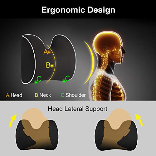 Feagar Almohada Reposacabezas Coche - Cojín Cervical Coche Ortopedicos | Almohadillas del Cuello del Coche para la Conducción | Cojines Reposacabezas Coche Negro