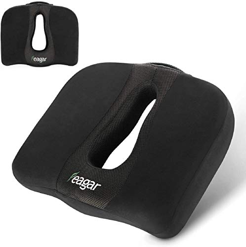 Feagar Cojin Coxis de Espuma Memoria, Cojin Silla Asiento para Alivar la Presión y Fátiga, Cojines Coxis Ergonómico y Ortopédico (Negro)