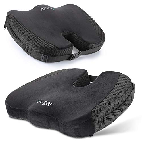 Feagar Cojin Coxis Silla Oficina- Almohada Viscoelástica Cojín para Asientos Coche, sofá, Conducir y Silla Oficina - Cojin Coxis para Aliviar el Dolor y la Ciática, Negro