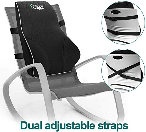 Feagar Cojin Lumbar Coche con Esponja Memoria, Respaldo Lumbar Soporte de Espalda por Office Negro