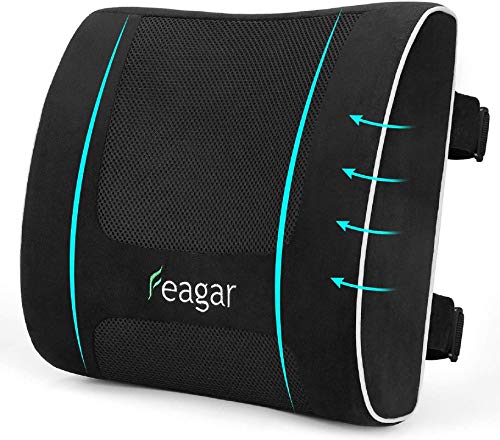 Feagar Cojin Lumbar Coche, Ortopedico Respaldo Lumbar Para silla oficina, apoyo almohada lumbar de Espuma Memoria, Alivio del Dolor de Espalda (Negro)