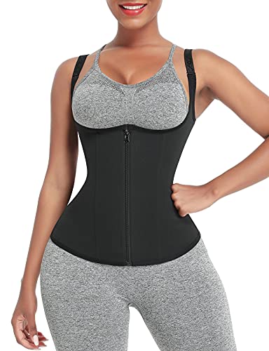 FeelinGirl Mujer Corsé Chaleco con 4 Huesos Plásticos Faja Reductora con Tirantes Ajustables Underbust Entrenador de Cintura con Cremallera y Ganchos Tejido Saludable