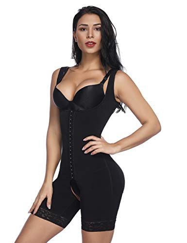 FeelinGirl Mujer Faja Reductora Chaleco sin Costura Corsé Bustier Ajustable Tirantes Faja Aabdominal Negro 3XL/Talla 50