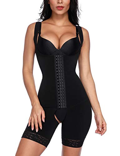 FeelinGirl Mujer Faja Reductora Chaleco sin Costura Corsé Bustier Ajustable Tirantes Faja Aabdominal Negro 3XL/Talla 50