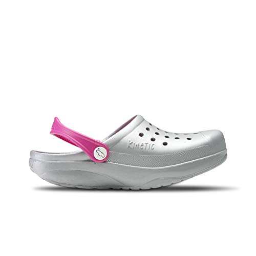 Feliz Caminar - Zueco Sanitario Kinetic Plata/Fuxia, 38