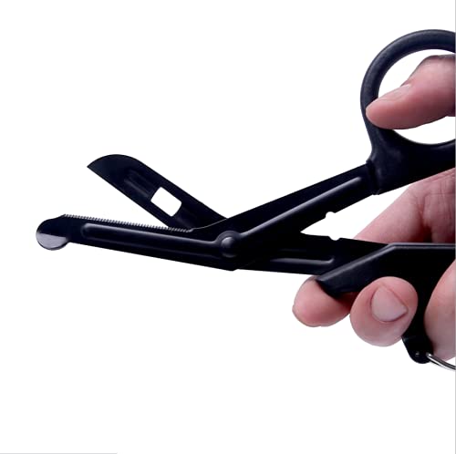 Feloyal Tijeras Médicas, EMT Doblado 7.7 Inch Acero Inoxidable Chapado Titanio Mate de Tijeras de Vendaje o Gasa para Médico o Enfermera, Sala de Emergencias o Campamento Al Aire Libre (Negro)