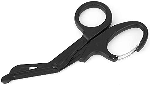 Feloyal Tijeras Médicas, EMT Doblado 7.7 Inch Acero Inoxidable Chapado Titanio Mate de Tijeras de Vendaje o Gasa para Médico o Enfermera, Sala de Emergencias o Campamento Al Aire Libre (Negro)