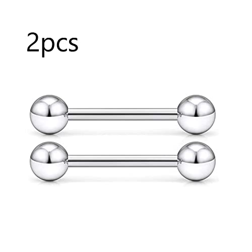 FengFZ 2 unids Clear Flexible Acrílico Linda Recta Anillos Barbells Nipple Retaining Piercing 12mm 14mm 16mm 18mm (Main Stone Color : 14mm, Metal Color : Acrylic)