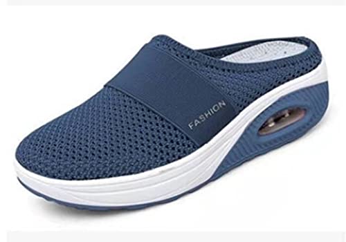 FENGHE Zapatos para Caminar con colchón de Aire sin Cordones para Mujer, Zapatos ortopédicos para Caminar para diabéticos, Zapatos Transpirables Informales con colchón de Aire sin (4.5,Light Blue)