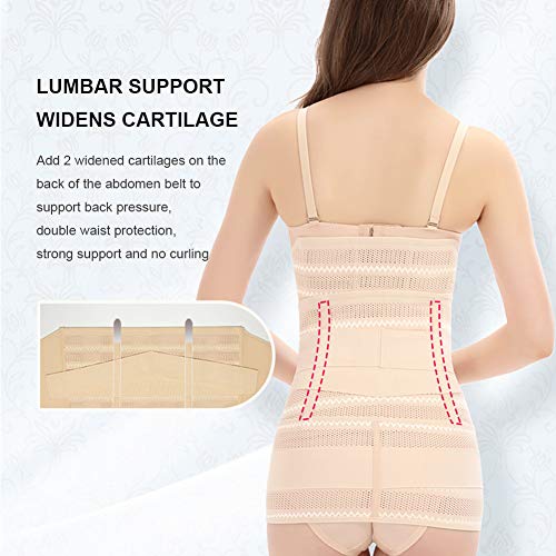 FEOYA Abdomen Moldeable para Mujer y Maternidad Faja Reductora de 3 Piezas Postparto Corsé de Postura Correctora Body Shaper de Ondas 3 en 1 Cierre Velcro Color Estilo 2 Beige Talla L