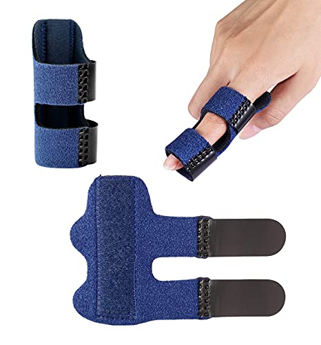 Férula del Dedo,2 pcs Ferula Martillo Dedos Extensión Enderezadora de Dedos Soporte Estabilizador de Dedos Protector Dedos Mano Pulgar Ferula para Dedo en Gatillo (azul)