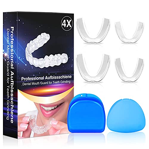 Férula Dental de Descarga, 4 en Dos tamaños Ferula Descarga Nocturna Anti Bruxismo, Nuevo Tipo Férula Descarga Dental Protector Bucal Cuidado para Dormir,Blanqueamiento Dental,Atletas,2 frenos(azul)