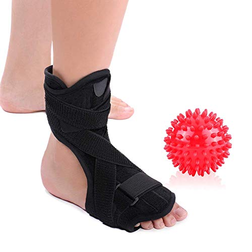 Férula nocturna para fascitis plantar Férula ortopédica para caída del pie, férula dorsal de día y noche para fascitis plantar ajustable con bola de masaje puntiaguda Arco de tobillo Dolor