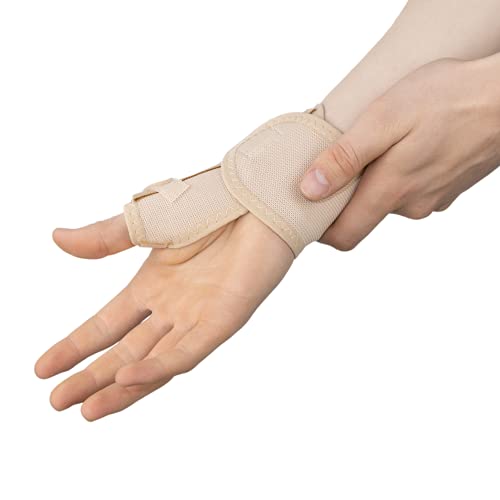 Férula, órtesis y Espica elástica para Pulgar – Reduce el Dolor de Esguinces y Distensiones de Pulgar y Tendinitis (Beige, Grande Izquierda)