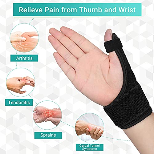 Férula para pulgar, órtesis y Férulas para dedos con barra de aluminio extraíble para Reduce el Dolor de esguinces y distensiones de Pulgar, tendinitis de Pulgar o Dolor posoperatorio (negro)