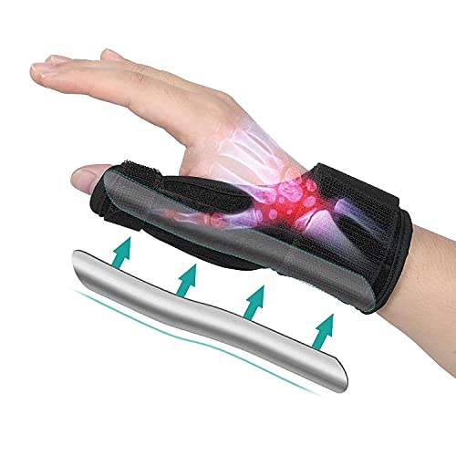 Férula para pulgar, órtesis y Férulas para dedos con barra de aluminio extraíble para Reduce el Dolor de esguinces y distensiones de Pulgar, tendinitis de Pulgar o Dolor posoperatorio (negro)