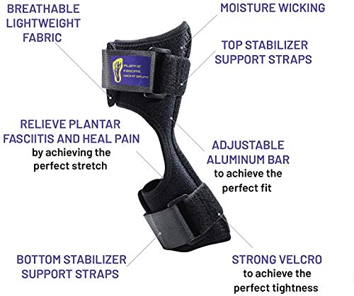 Férula plantar - Férula dorsal nocturna para Fascitis plantar - Tobillera, Soporte ortopédico de estiramiento del pie ergonómico con barra flexible - Tendinitis de Aquiles, espolones, dolor de talón