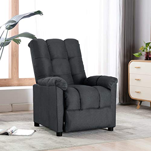 Festnjght Sillón Relax con Reclinación Manual|Sillón Reclinable Tela | Silla para TV, Gris Oscuro